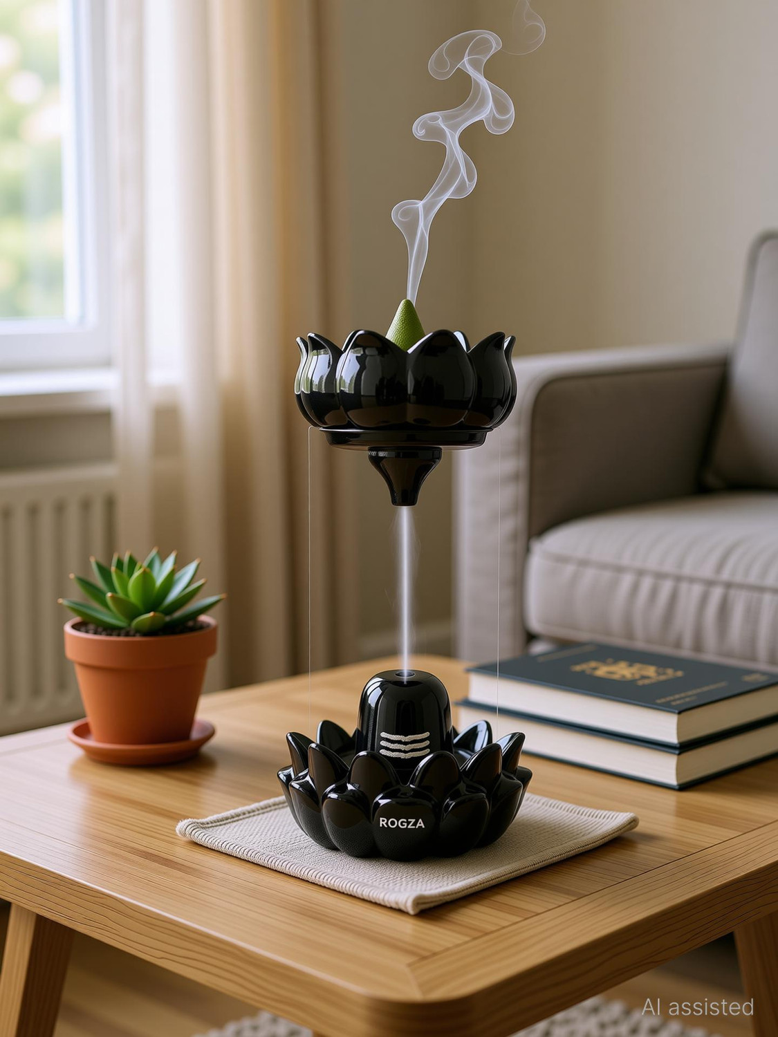 Image of Modinity Smoke Shivling Fountain with Free of 10 Backflow Cones /Dhoop Decorativ Showpiece Decorative Showpiece - 22 cm