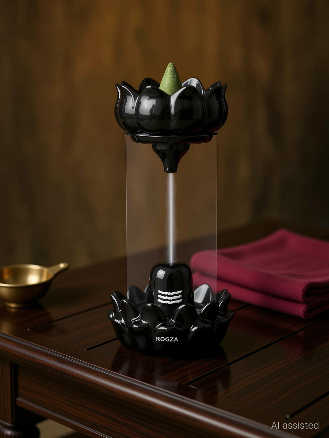 Image of Modinity Smoke Shivling Fountain with Free of 10 Backflow Cones /Dhoop Decorativ Showpiece Decorative Showpiece - 22 cm
