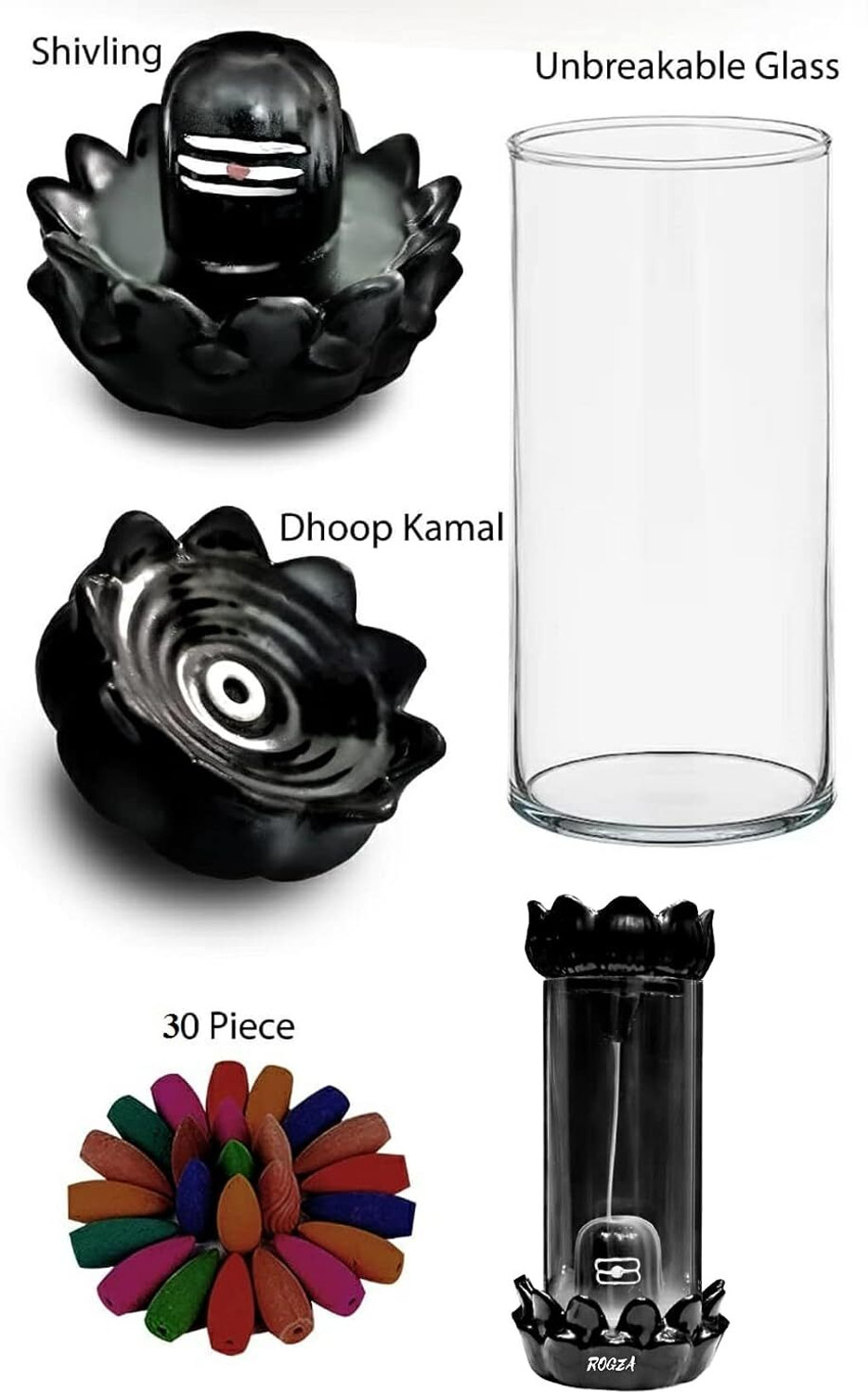 Image of Modinity Smoke Shivling Fountain with Free of 10 Backflow Cones /Dhoop Decorativ Showpiece Decorative Showpiece - 22 cm