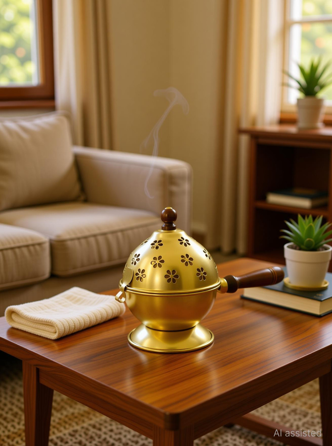 Image of Yunhi Modern Spritual Metal Dhoopdani, Gold,Pack1 Iron Incense Holder (Gold, Pack of 1)