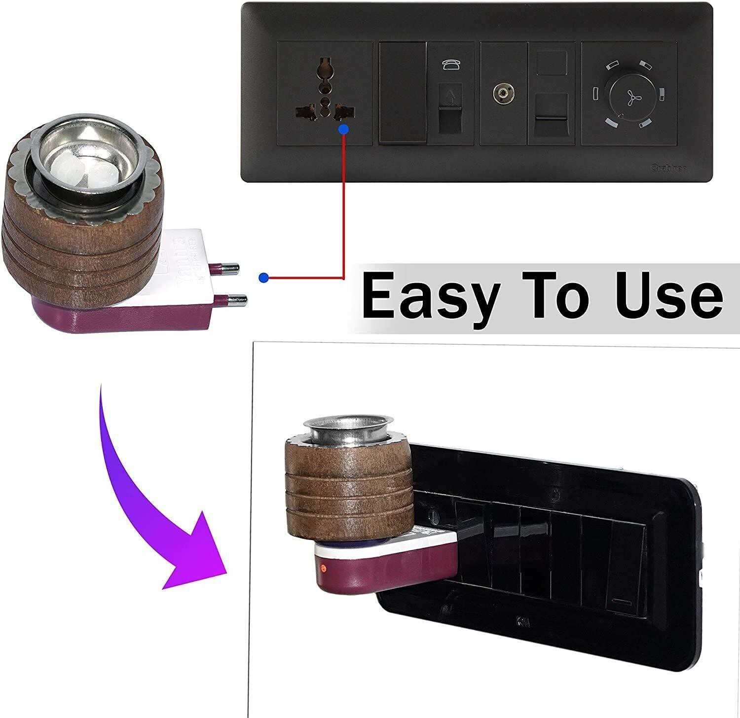 Image of IVAR Electric Wooden Kapoor Dani Stand /Incense Burner with Direct Plug in Wooden Incense Holder