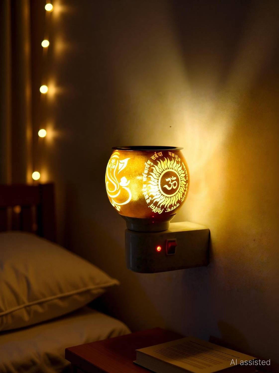 Aamivi Electrical Kapoor Dani Diffuser Ceramic & Night Light Lamp With 2 IN 1 Set Ceramic, Plastic, Glass, Steel Incense Holder Set