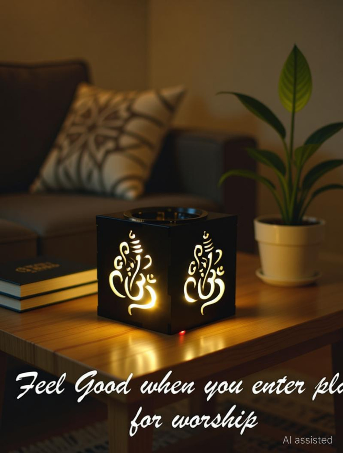 Image of SRM Electrical Camphor Diffuser with On /Off Switch to Toggle Between Burner& Lamp Ceramic, Wooden Incense Holder