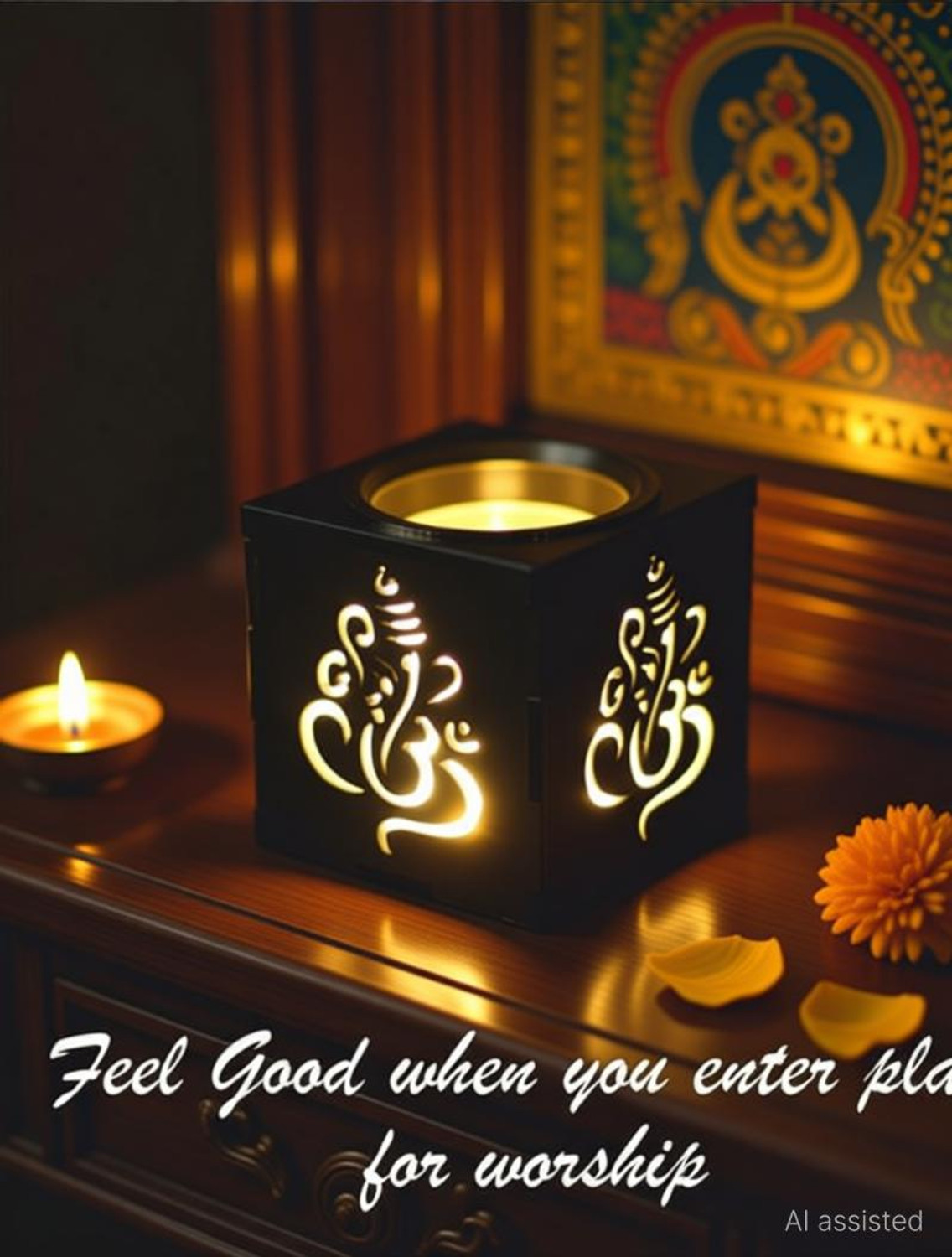 Image of SRM Electrical Camphor Diffuser with On /Off Switch to Toggle Between Burner& Lamp Ceramic, Wooden Incense Holder