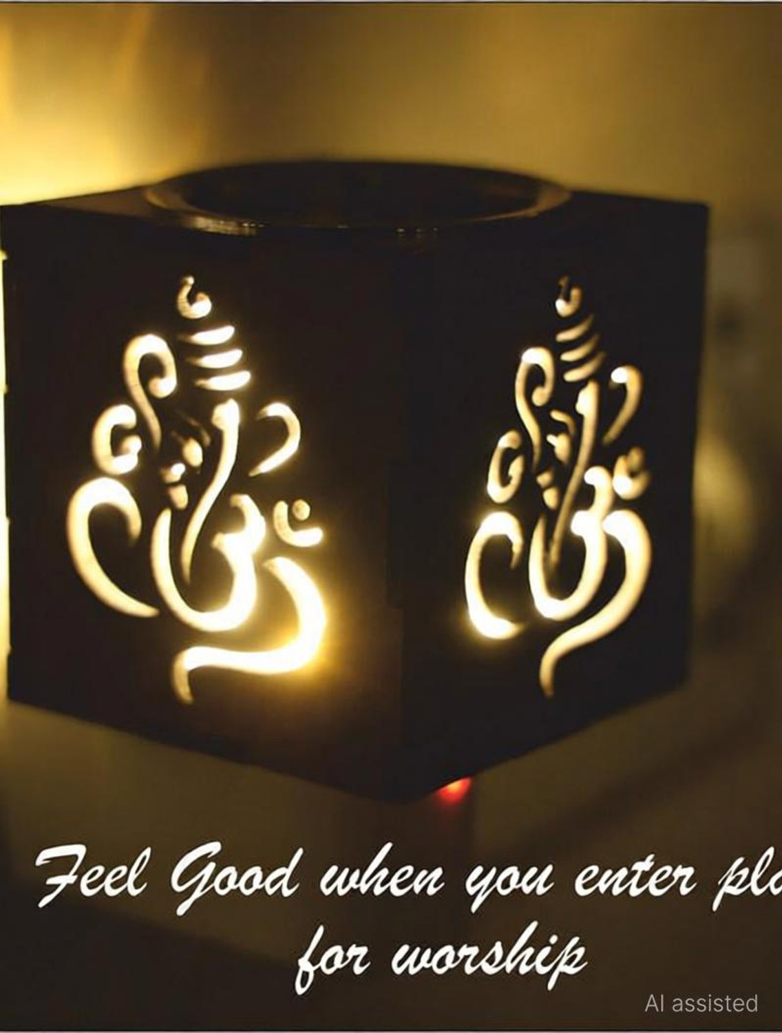 Image of SRM Electrical Camphor Diffuser with On /Off Switch to Toggle Between Burner& Lamp Ceramic, Wooden Incense Holder
