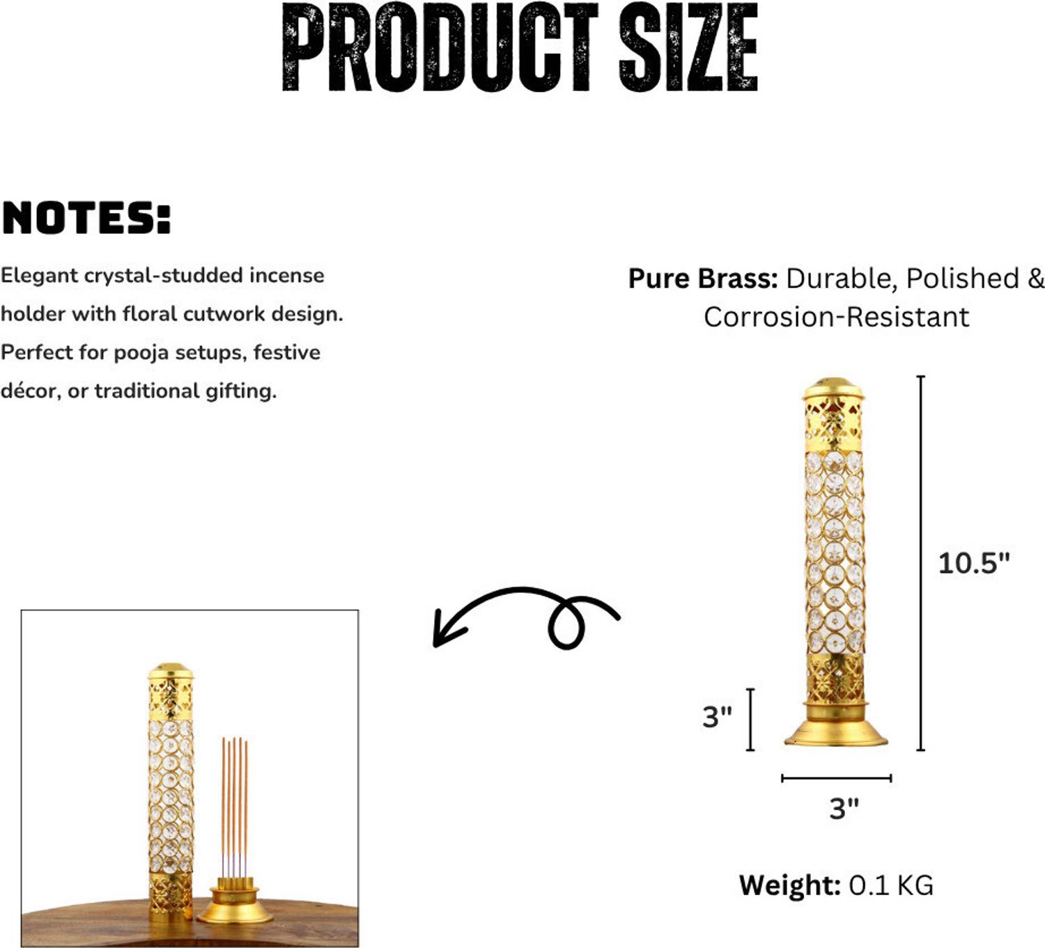 INTERNATIONAL Brass Incense Holder Gold Pack of 1 - Image 3
