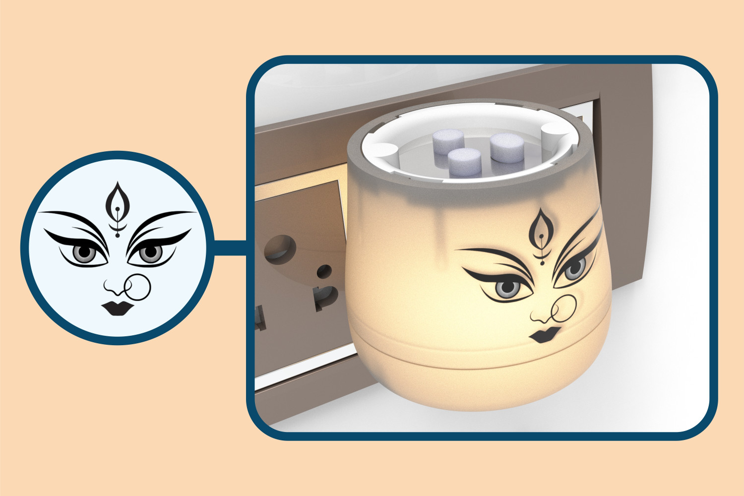 Image of Shivansh Technology Electric Kapoor Dani | Camphor Burner & Diffuser with Night Lamp (Aadhyashakti) Plastic Incense Holder