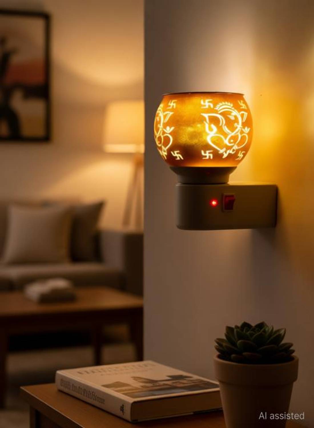 Bilbari LED Kapoordani/Lakshmi Design/Diffuser With On Off Switch To Toggle Plastic Incense Holder