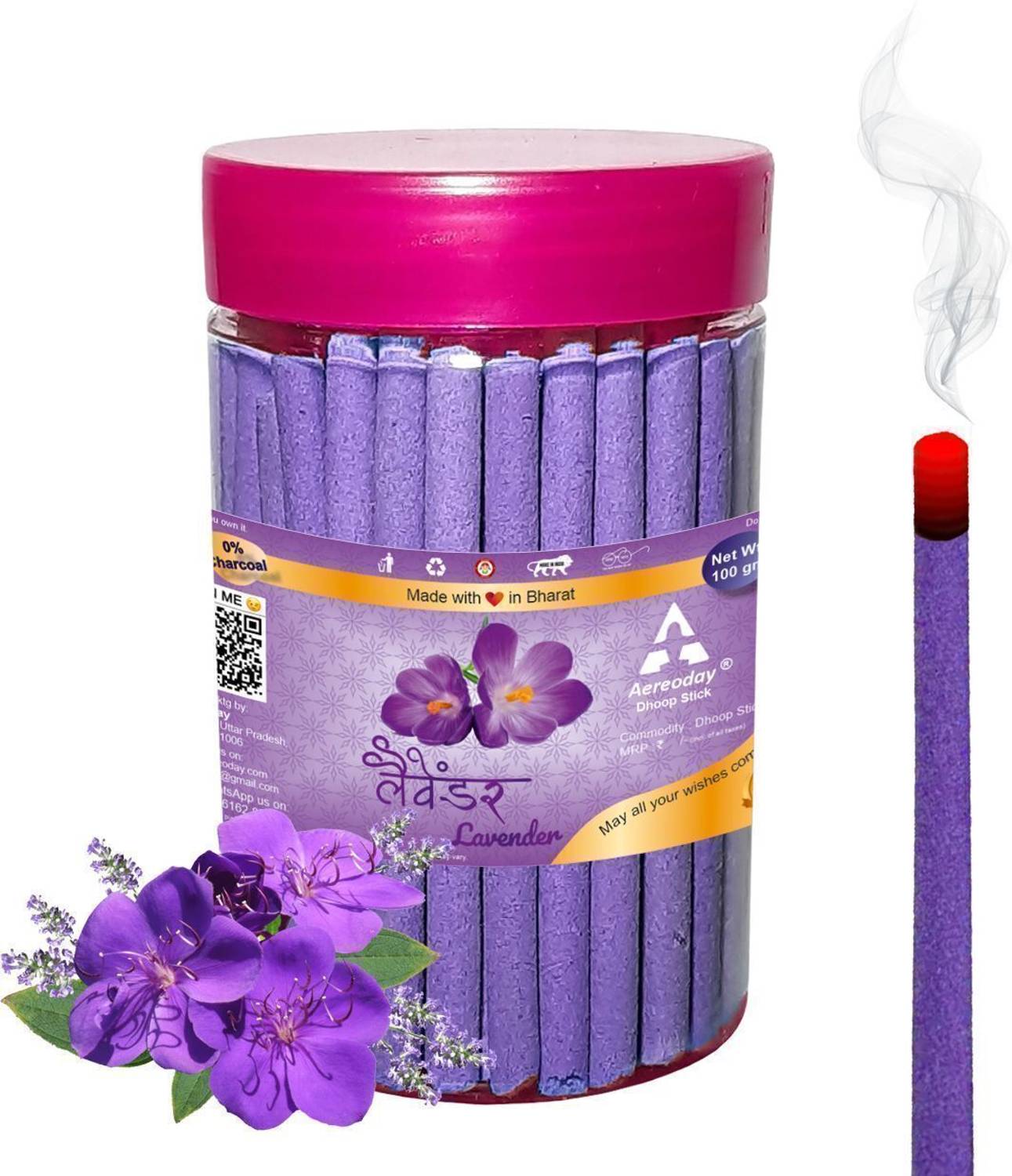 Aereoday Lavender Dhoop Sticks (Incense Sticks) Pack of 100 gram Fragrance Lavender