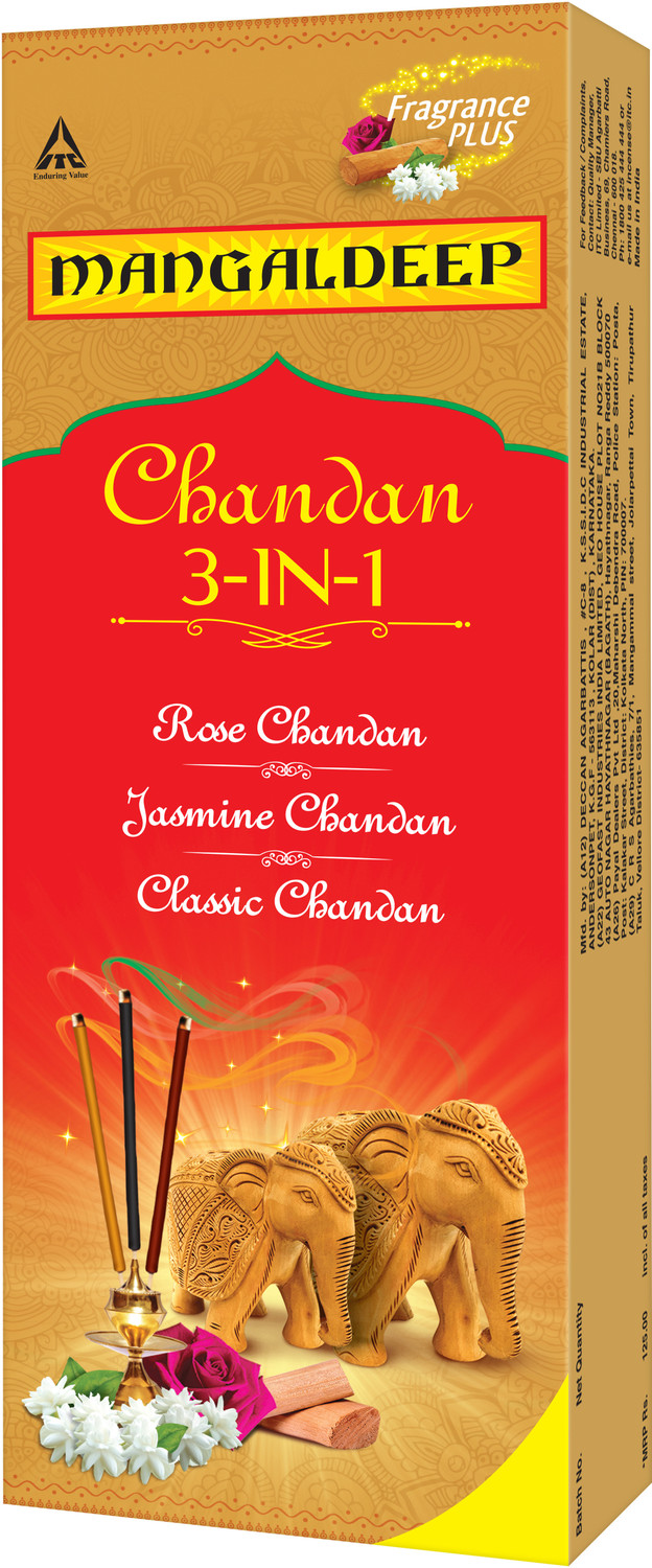 Image of MANGALDEEP Chandan 3in1 - rose chandan, jasmine chandan and classic chandan (226 gm) Chandan