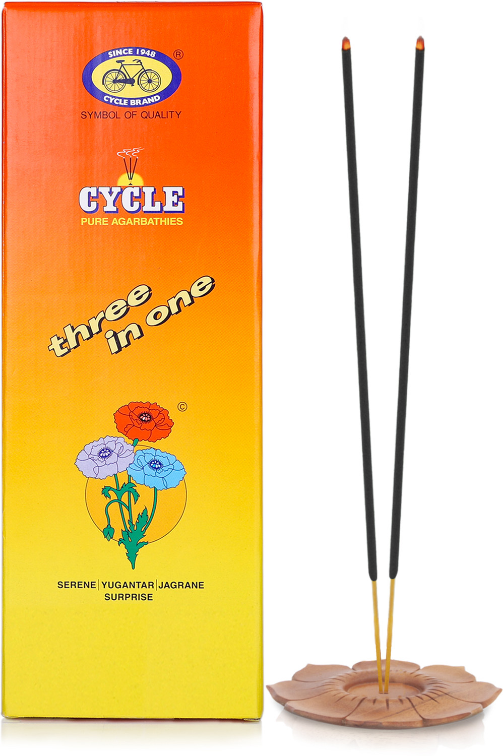 Image of Cycle Three in One Agarbatti with 3 Signature Fragrance for Health, Wealth & Happiness Floral, Lily, Woody