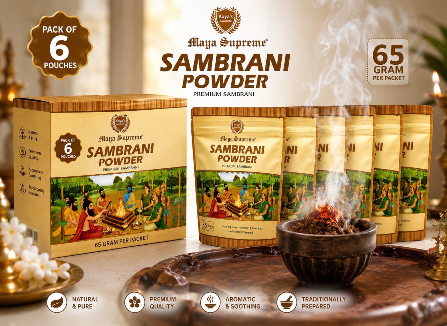 Image of Koyas Agarbathi Sambrani Powder (65gmX6P) Loban