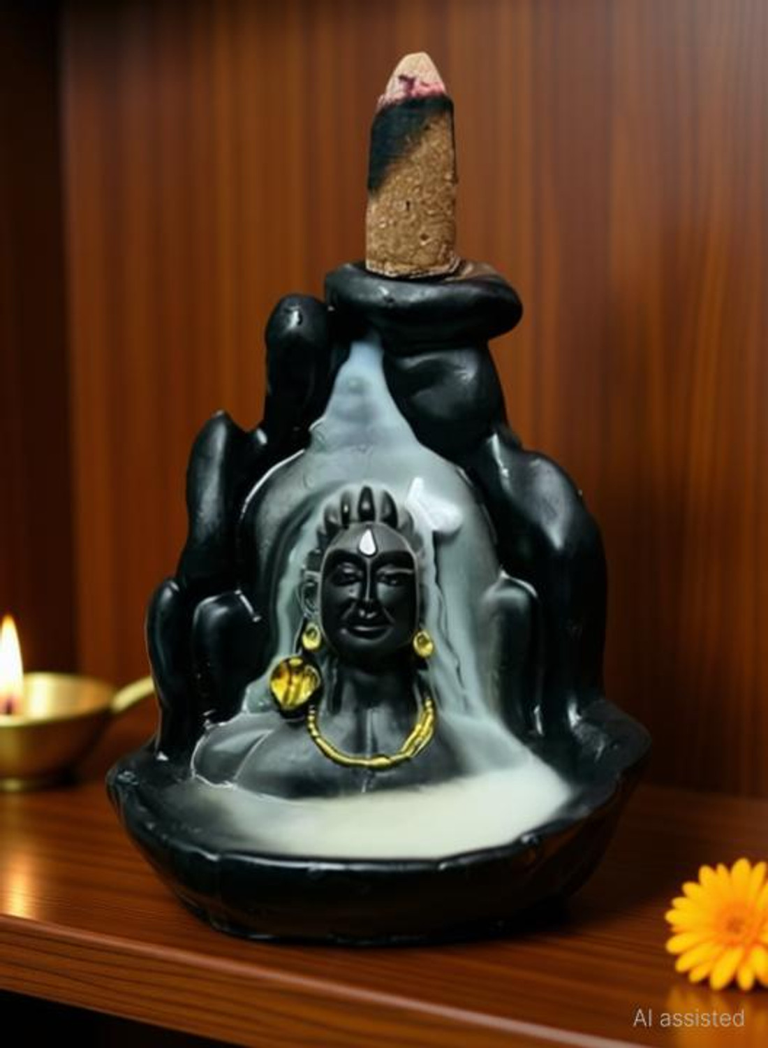 Image of BZILO Adiyogi Shiv Backflow Incense Burner with 30 Cones Best for Gifting M 197 N /A (30 Units, Set of 1)