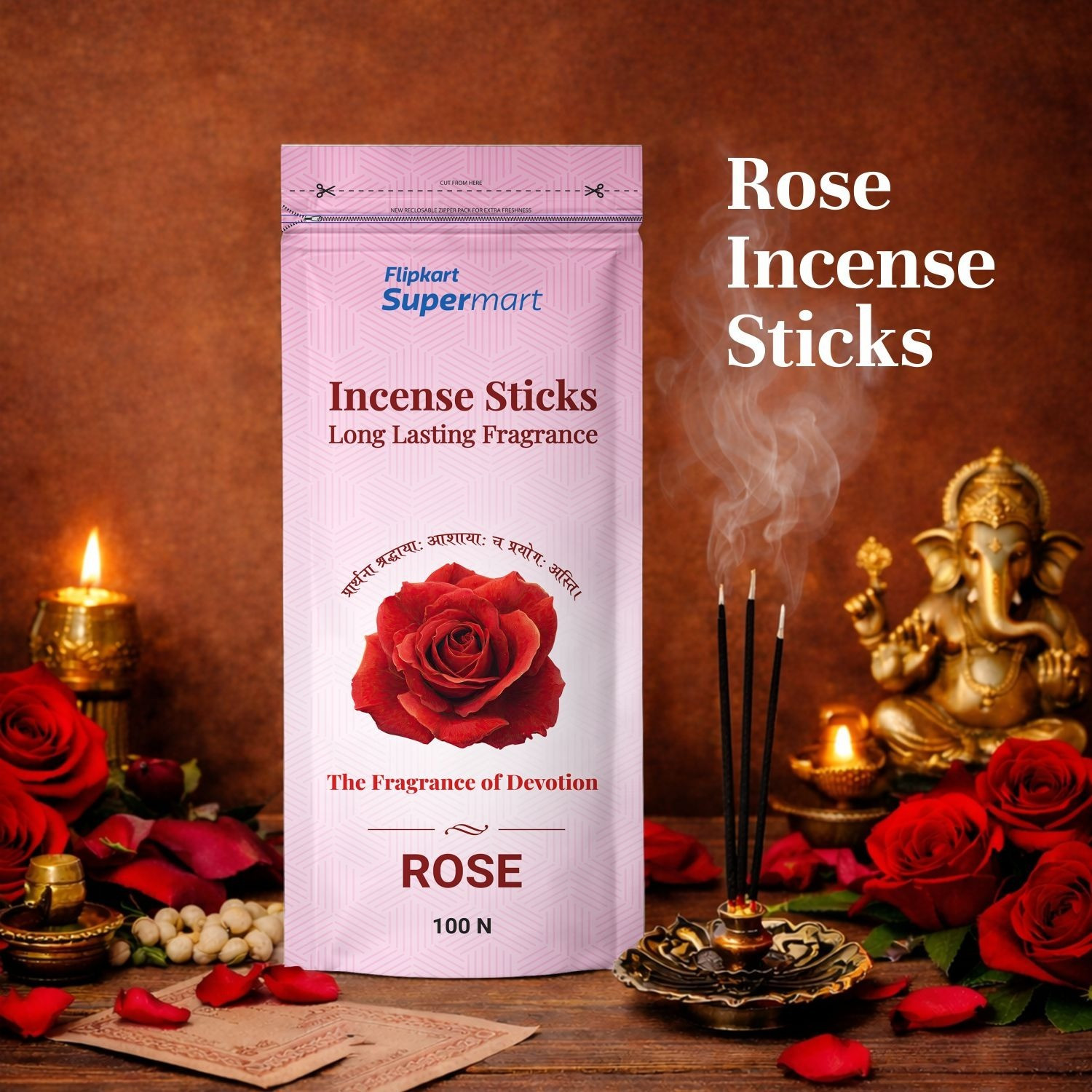 Image of Flipkart Supermart Incense Sticks, Rose Rose