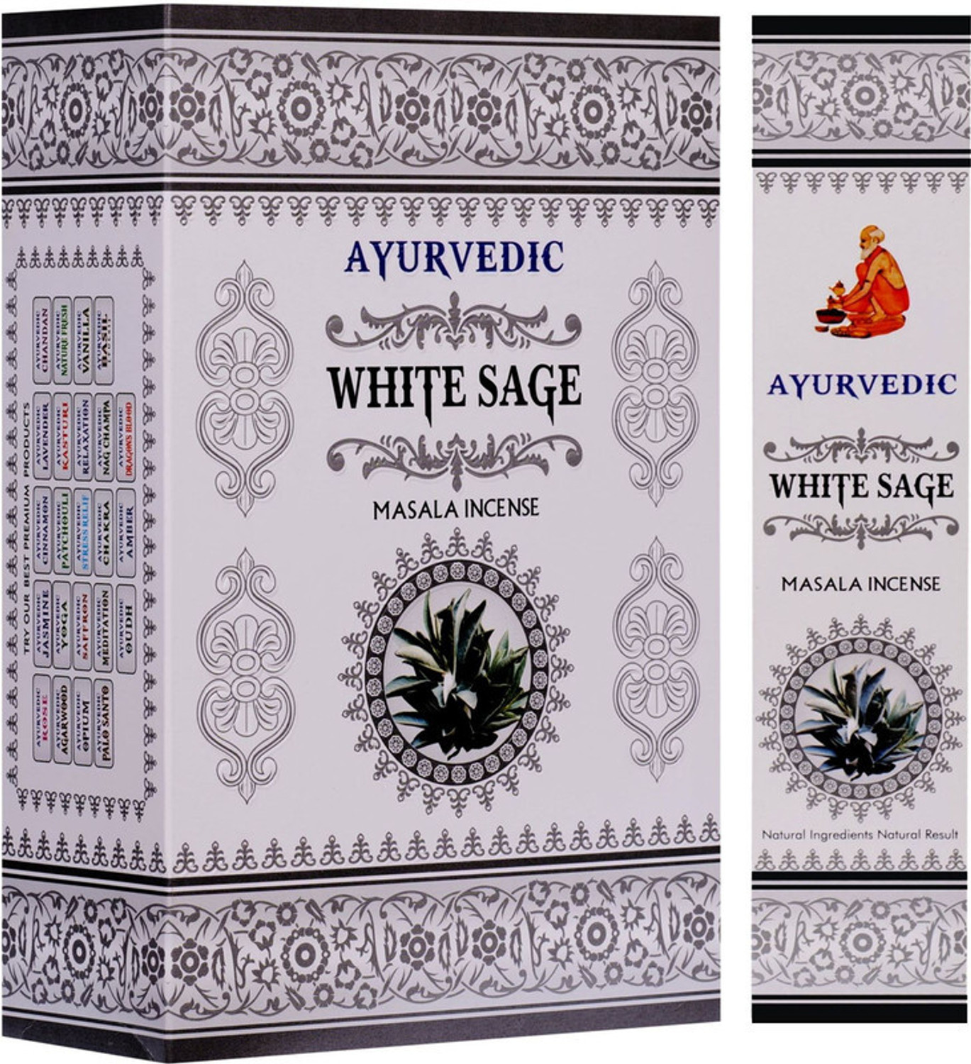Image of PSE EXPORT Ps Ayurvedic-White-Sage-Incense Masala Agarbatti (180 Units, Set of 15)