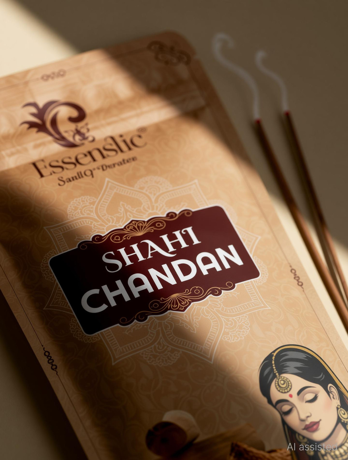 Image of Essenstic 100% Natural Agarbatti Zipper Pouch Pack | Charcoal Free | 9 inch Inches Long Sandalwood Incense Sticks