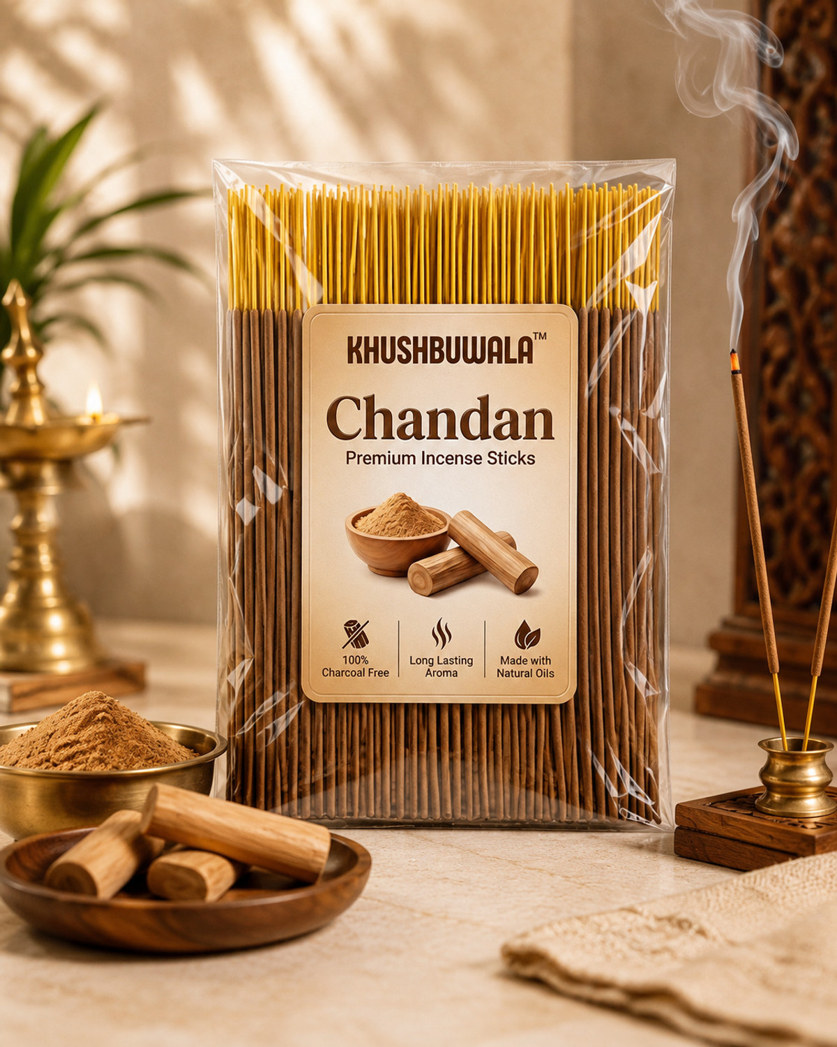 Image of Khushbuwala Premium Chandan High Quality Incense sticks Agarbatti Chandan, 370 GRAMS