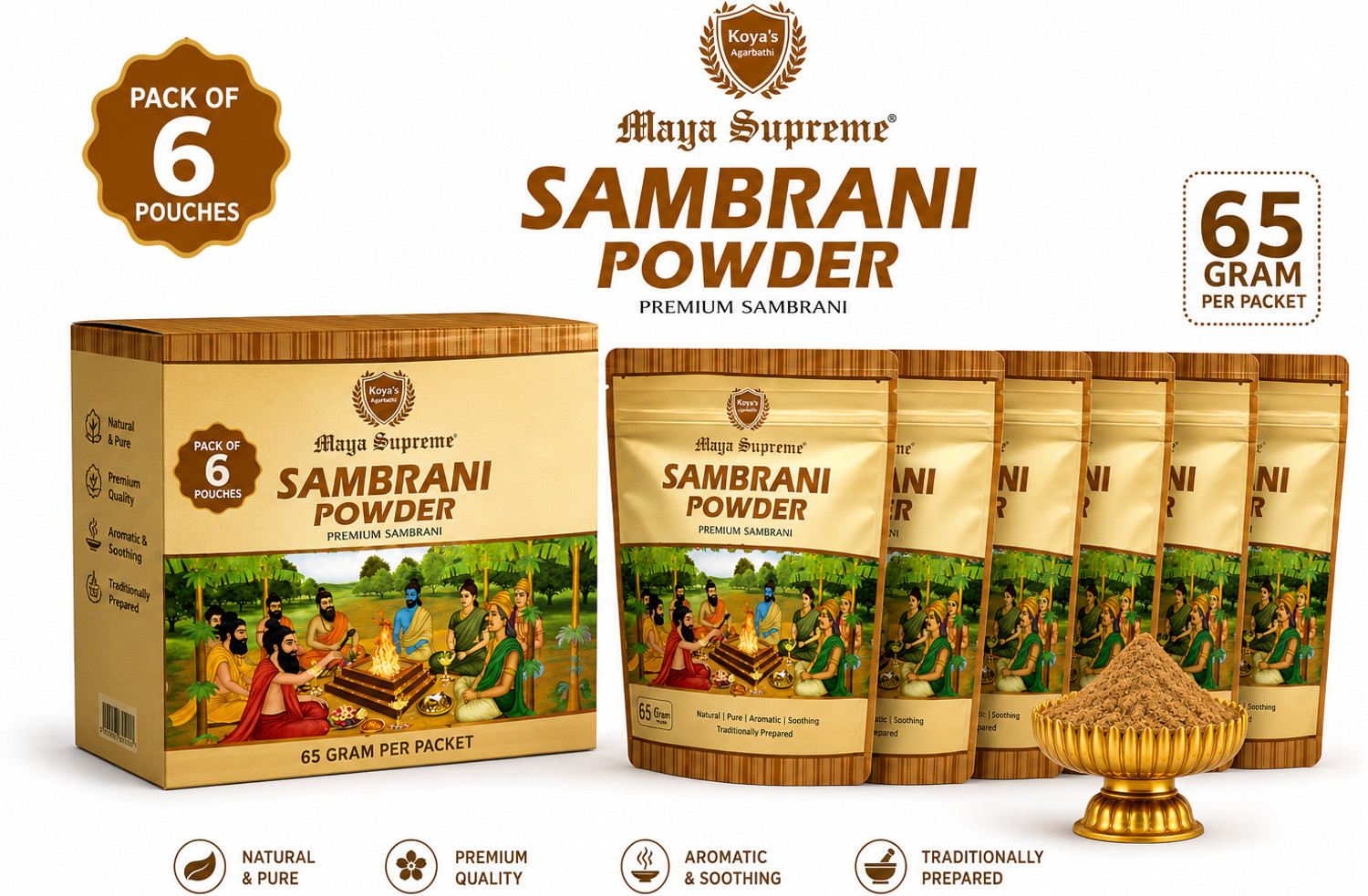 Image of Koyas Agarbathi Sambrani Powder (65gmX6P) Loban