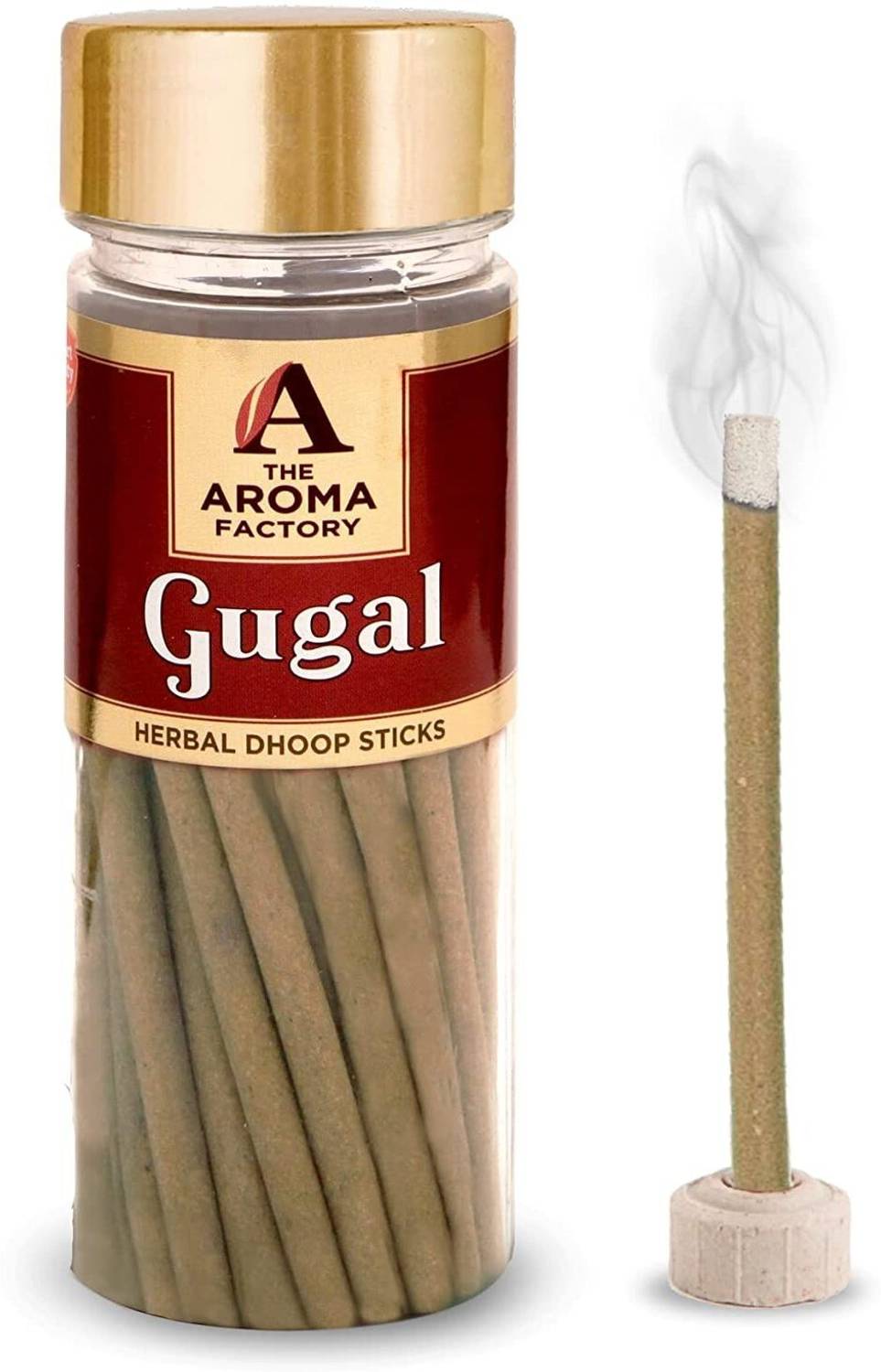 The Aroma Factory Gugal Dhoop Batti Sticks Guggal with Incense Holder (1 Jar) 100g Gugal Fragrance Dhoop Agarbatti