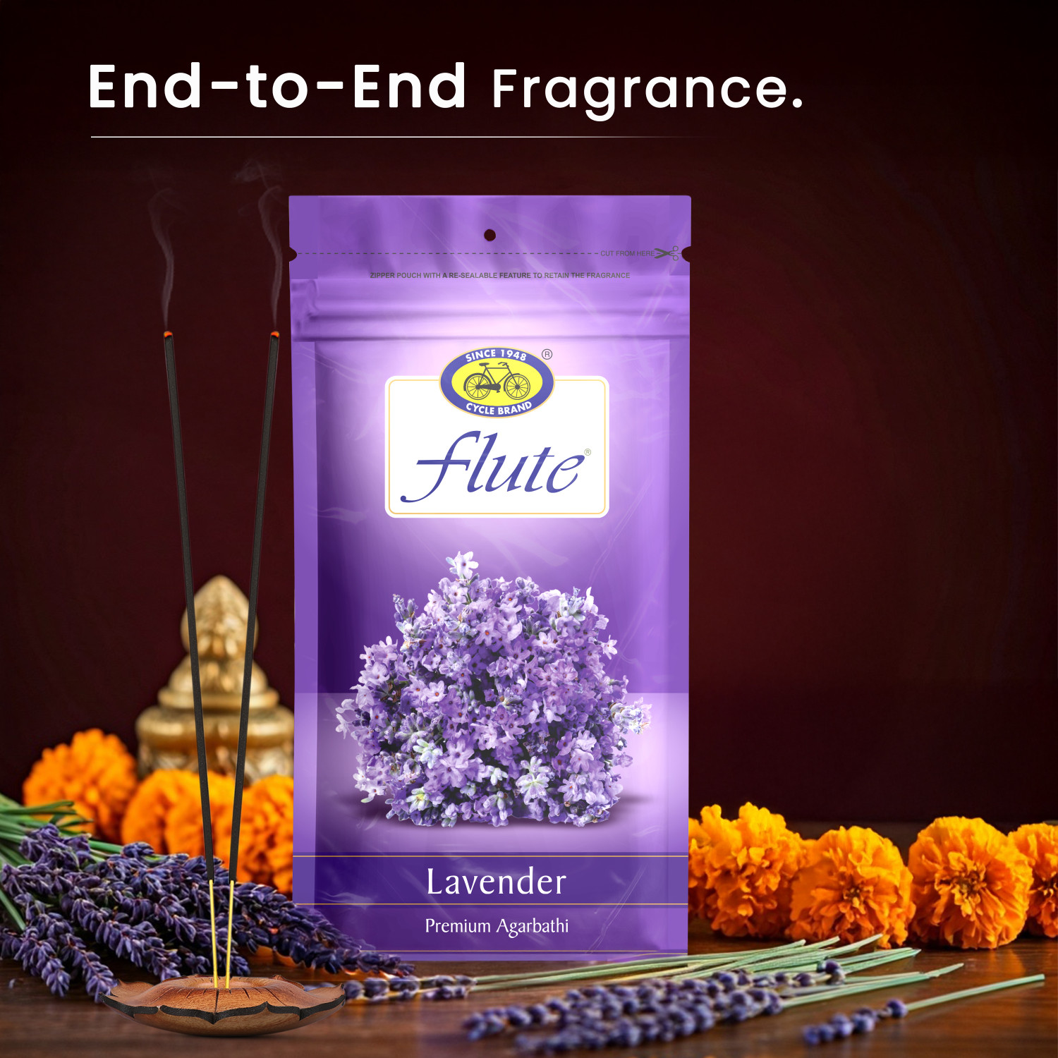 Image of Cycle Pure Flute Agarbatti - Lavender Fragrance