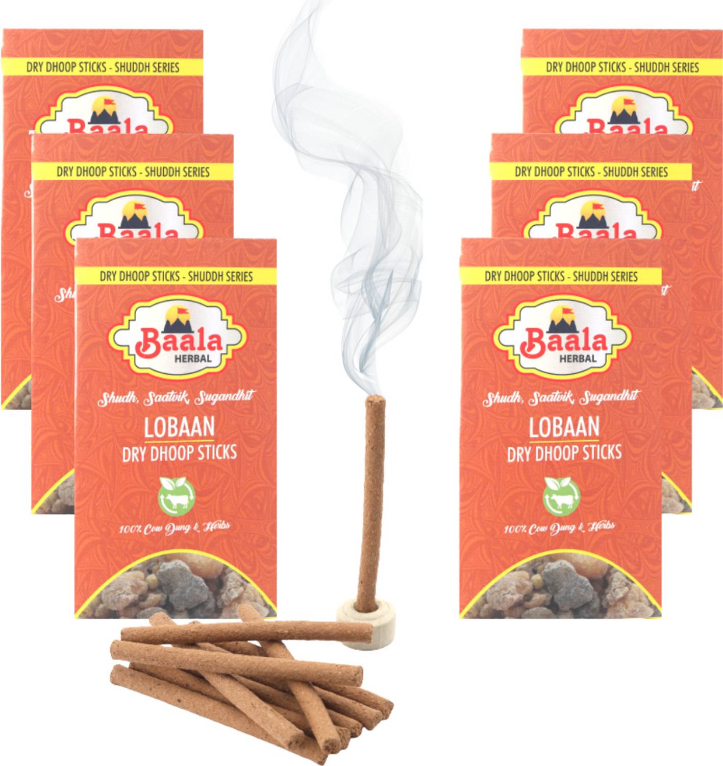 Baala Herbal Dhoop Batti LOBAN Dhoop for puja 60 Chemical Free Cowdung Dhoop Sticks Guggul Dhoop