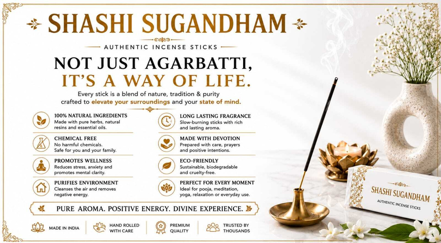 Image of Karman premium chandan agarbatti 1000g set of 1 Four Deferent Fragrance (240 sticks)incense stick Pooja Items