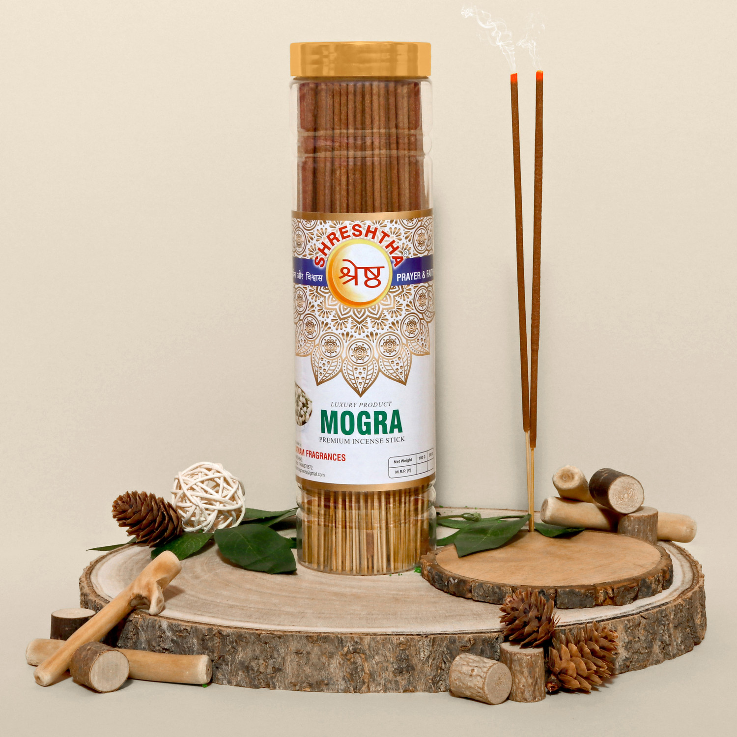 Image of SHRESHTHA LUXURY PREMIUM INCENSE STICKS AGARBATTI (4X200GRAMS) (800GRAMS) GULAB / ROSE, CHANDAN / SANDAL, MOGRA, PINEAPPLE