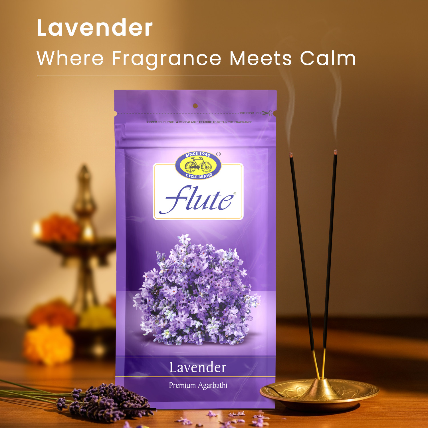 Image of Cycle Pure Flute Agarbatti - Lavender Fragrance