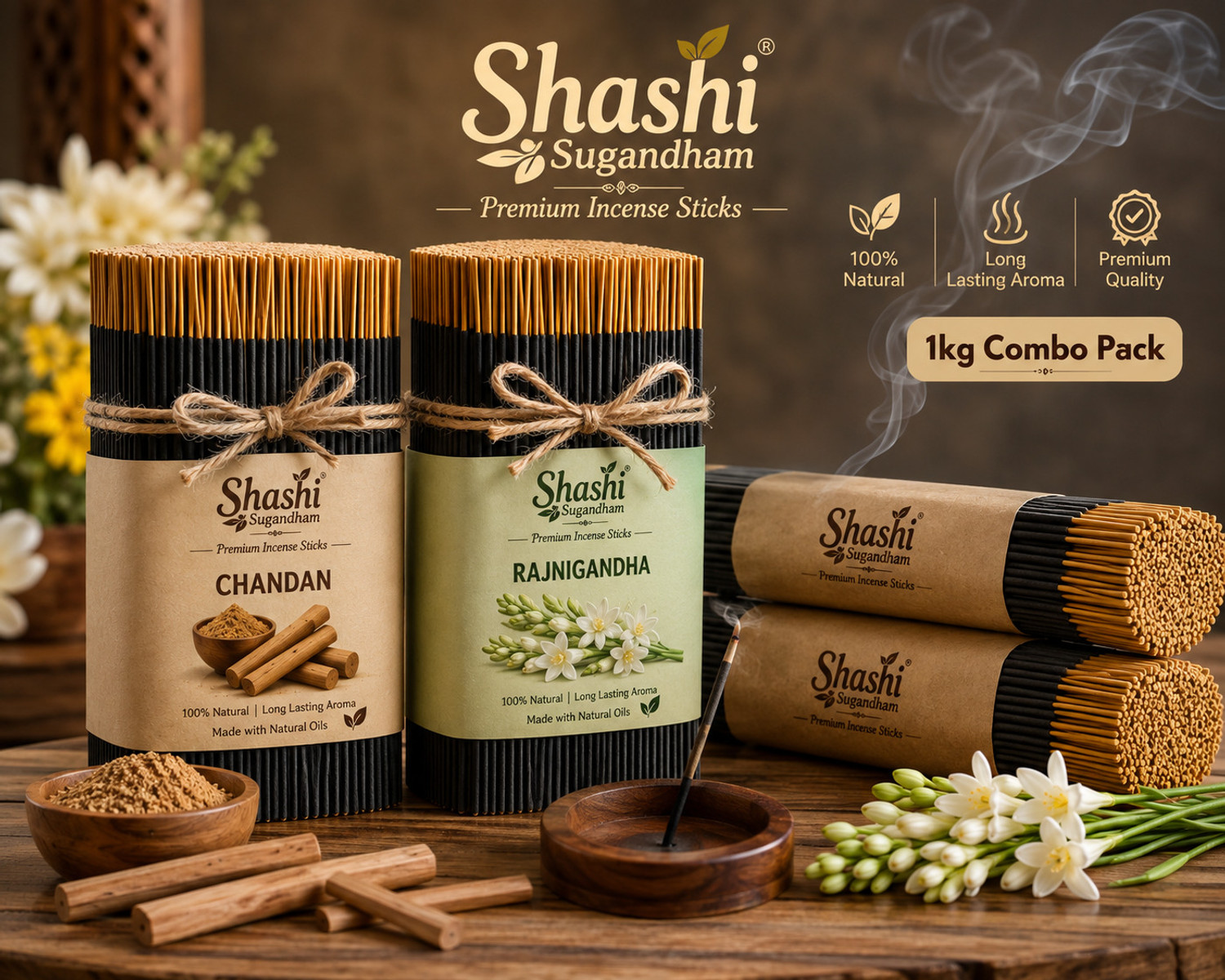 Image of GODSUN Premium insence stic Mogra, Chandan, Lavender, Mix flavors, Rose