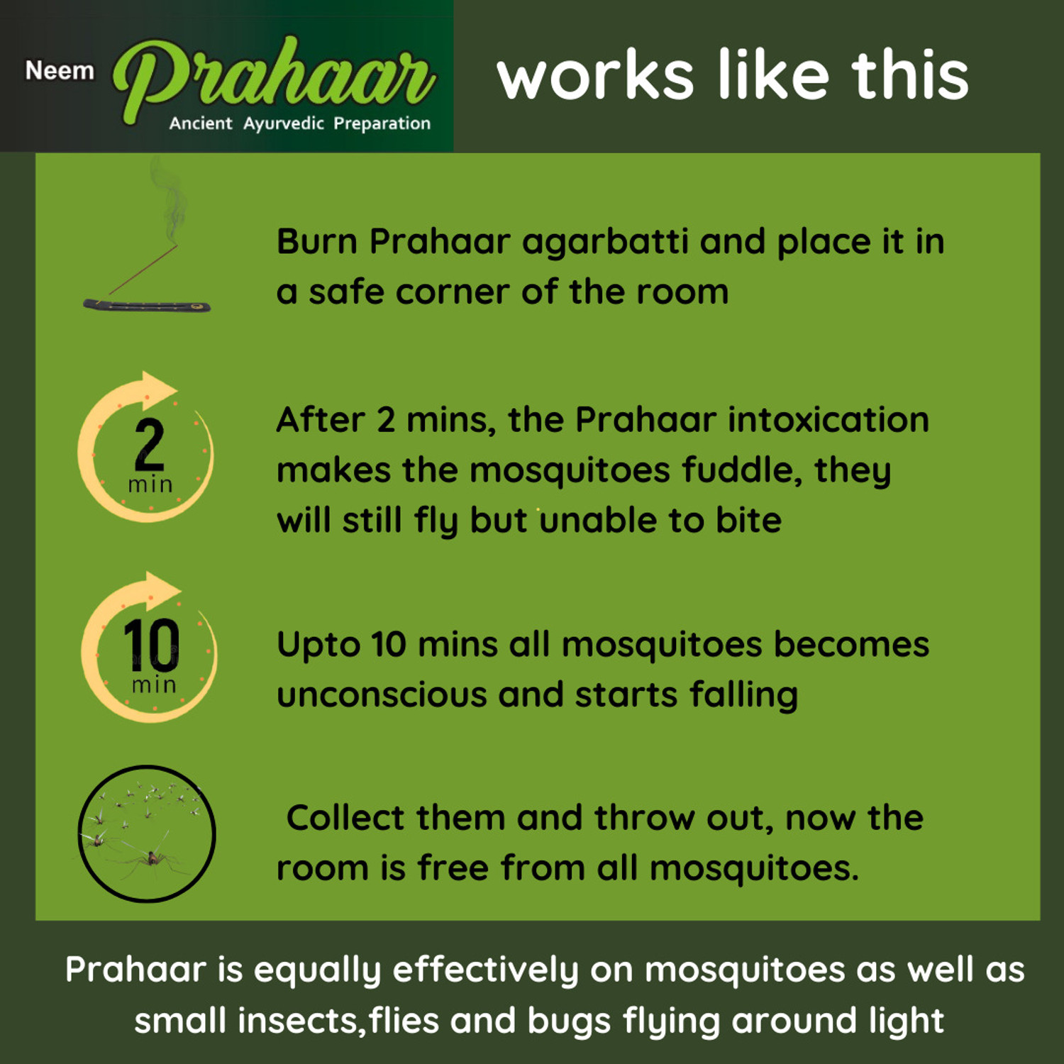 Image of Gaumayam Neem Agarbatti Prahar 120 Premium Mosquito Repellent Agarbatti Natural Neem,Citronella & Lemongrass