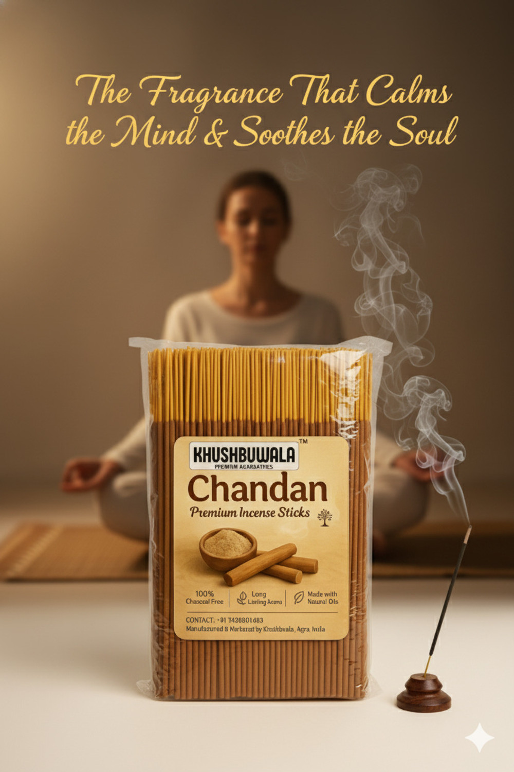 Image of Khushbuwala Chandan Premium Incense Sticks 500g Chandan