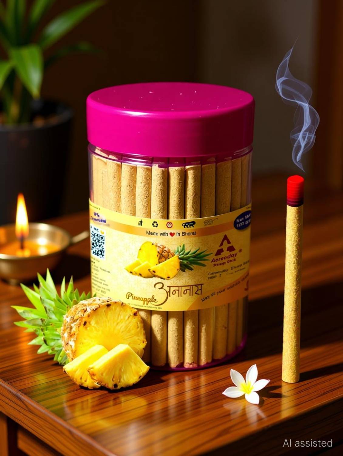 Aereoday Pineapple Dhoop Sticks (Incense Sticks) Pack of 100 gram Fragrance Pineapple