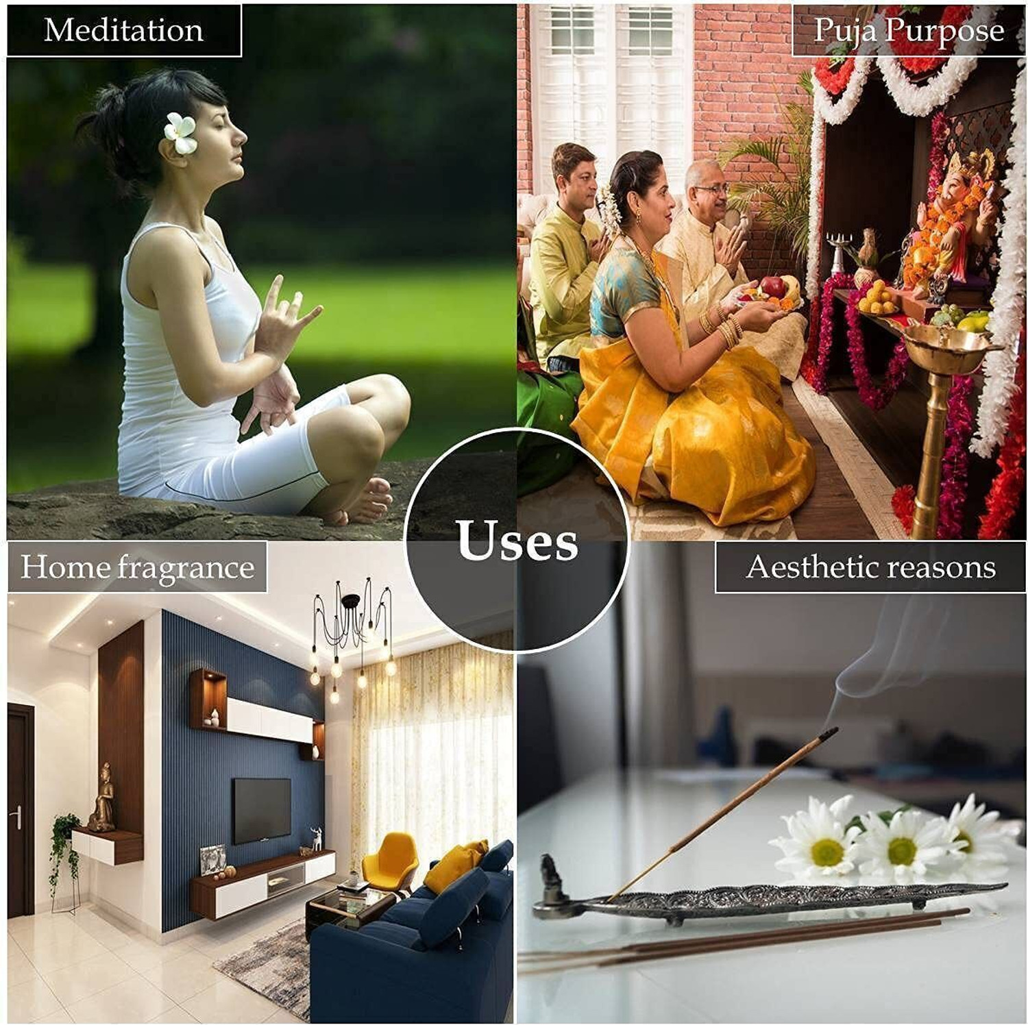 Image of GODSUN Premium agarbatti for temple pooja incense Sticks Mogra, Chandan, Lavender, Mix flavors, Rose