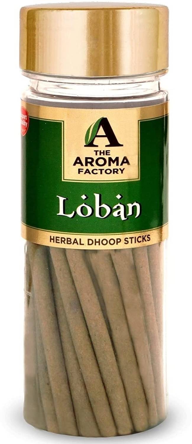 The Aroma Factory Loban Dhoop Batti Sticks with Incense Holder (1 Jar) 100g Fragrance