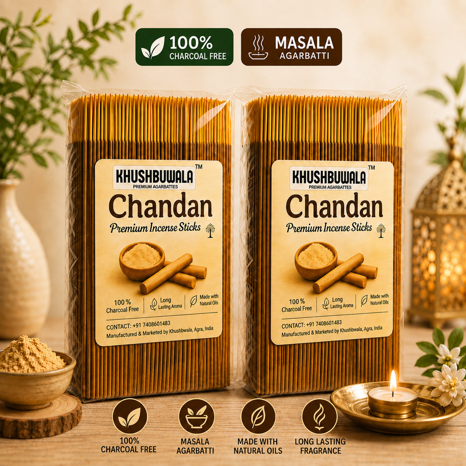 Image of Khushbuwala High Quality Masala Agarbati Sandalwood Chandan