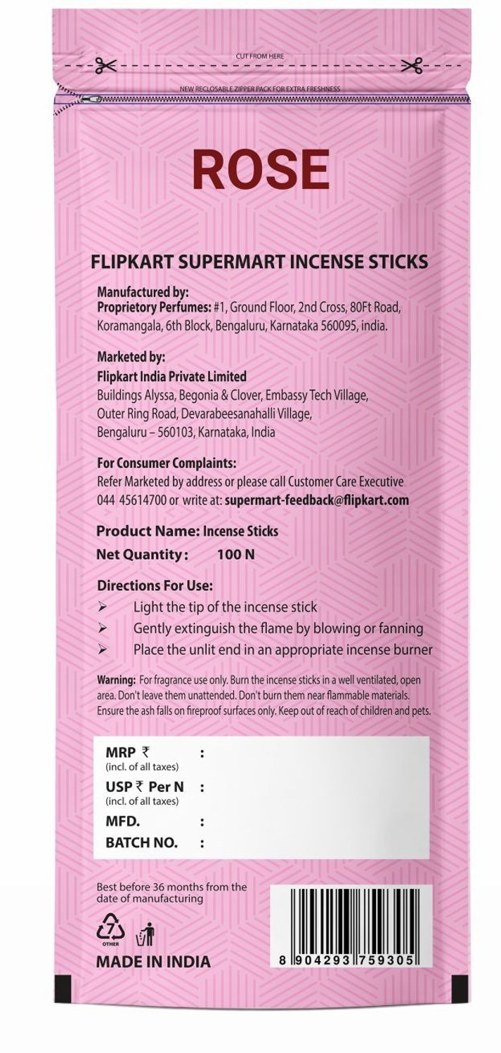 Image of Flipkart Supermart Incense Sticks, Rose Rose