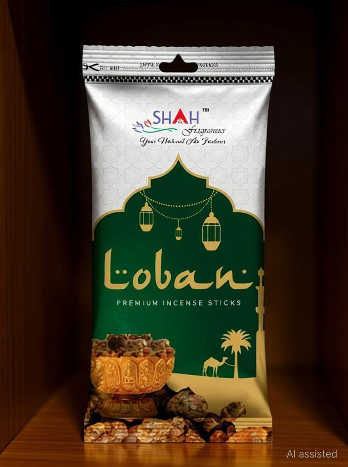 Image of Shah Fragrances Loban Zipper Incense Sticks (Pack of 6) Loban (140 Units, Set of 6)