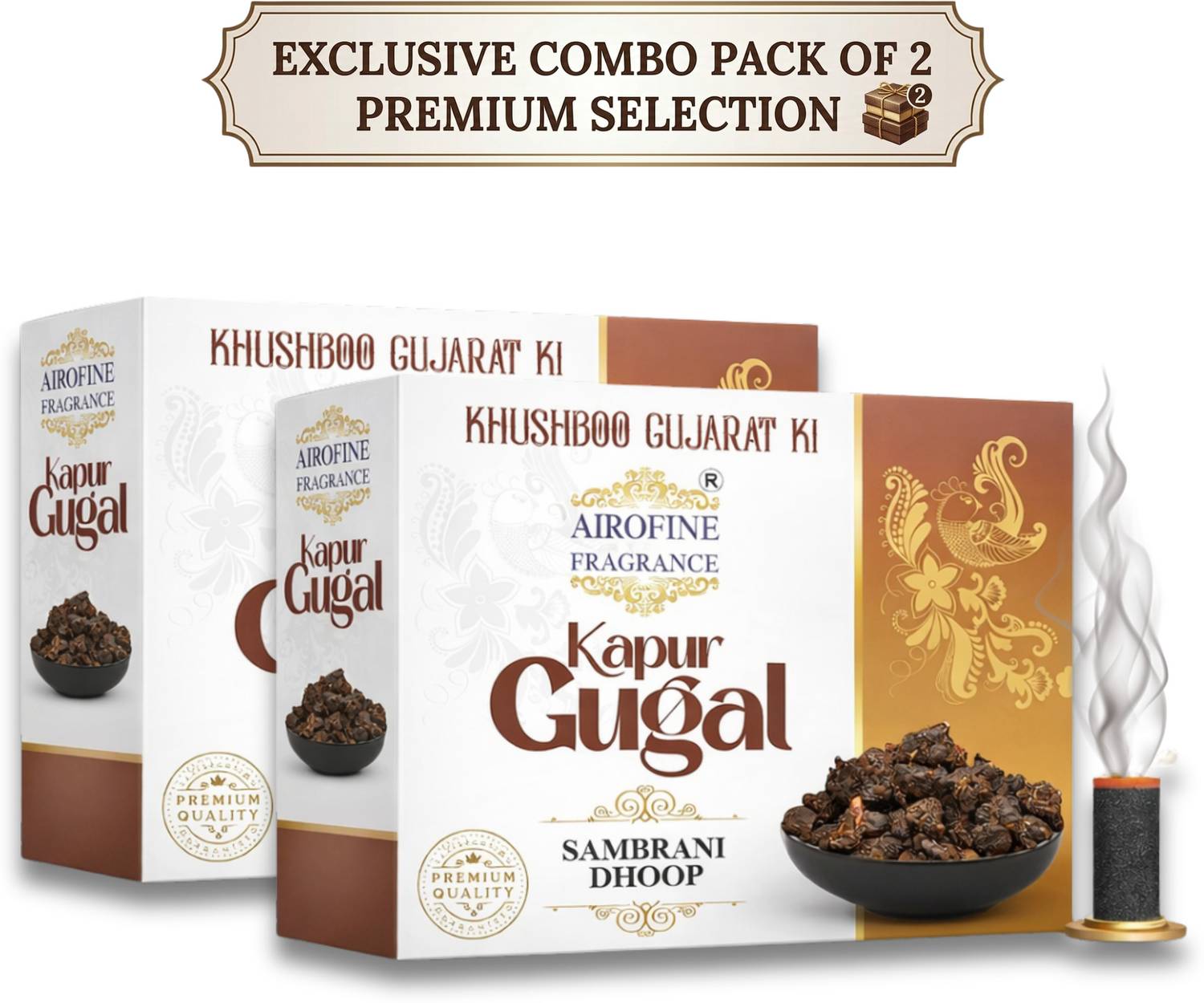 Airofine Fragrance Kapur Gugal Premium Sambrani Dhuna Dhoop Sticks | Set of 2 | Cylinder, Batti Tulsi, Neem, Guggul Dhoop