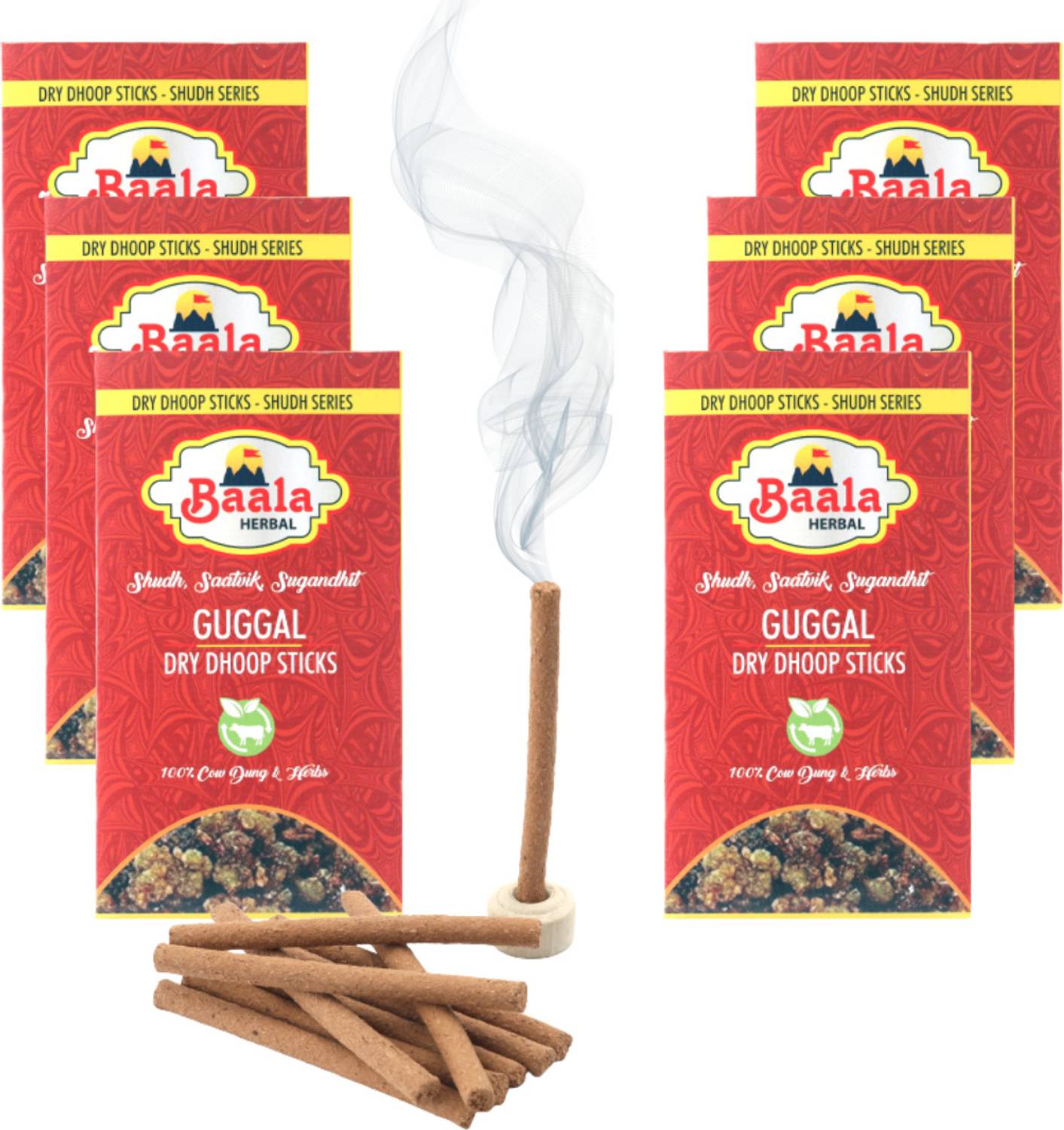 Baala Herbal Dhoop Batti GUGGALDhoop for puja 60 Chemical Free Cowdung Dhoop Sticks Guggul Dhoop