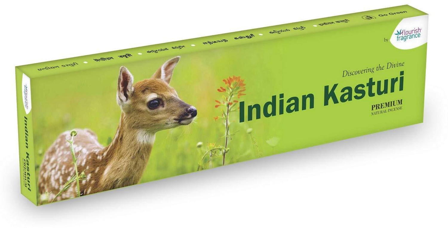 Image of Flourish Fragrance Indian Kasturi Premium Incense Sticks,6 Packs x 100 Gm,Pack of 1 Box Kasturi