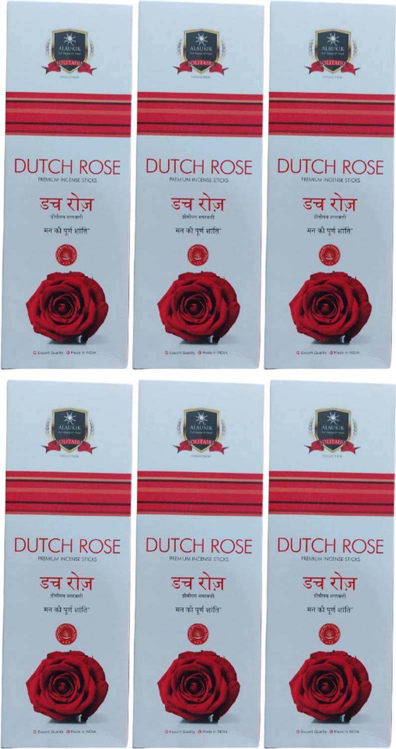 ALAUKIK Solitaire DutchRose Agarbatti Incense Sticks (90G Each Floral Fragrance