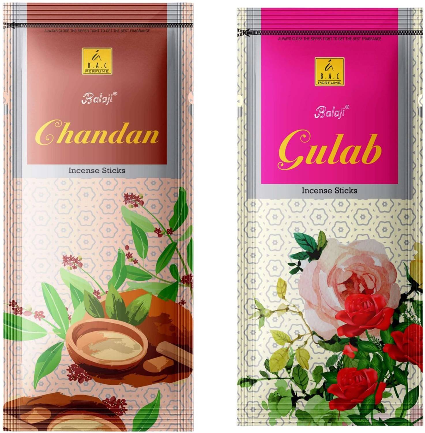 BALAJI AGARBATTI Chandan And Gulab Sandalwood and rose