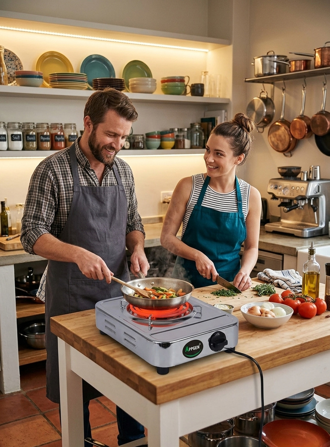Image of APPGEN 2000 W Infrared Cooktop Push Button, Jog Dial