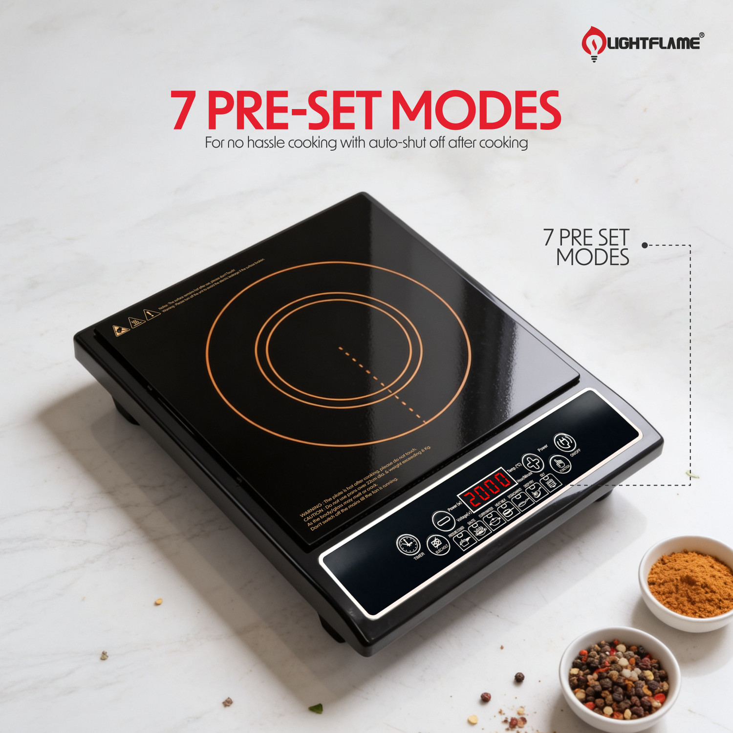 Image of LIGHTFLAME 2000 W Induction Cooktop Push Button