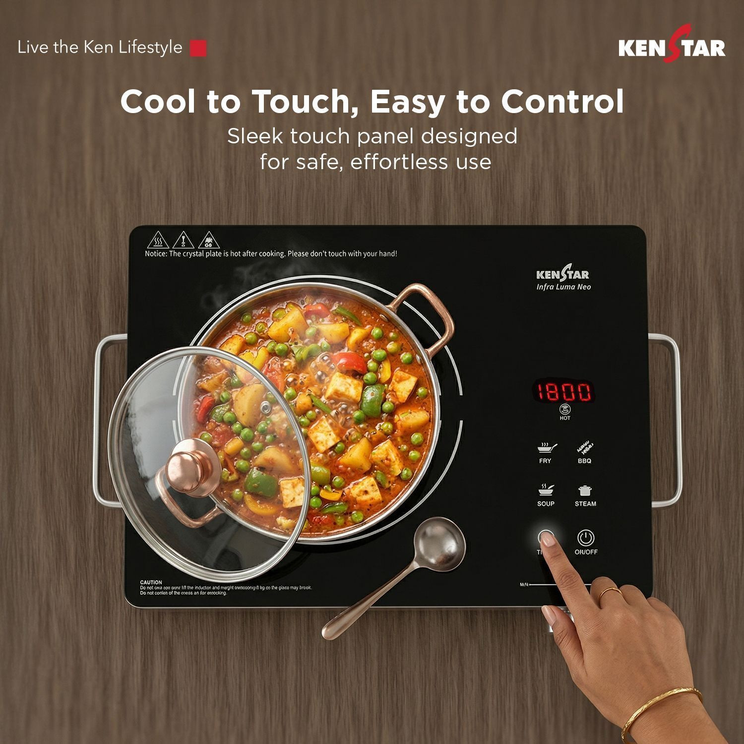 Image of Kenstar 2200 W Infrared Cooktop Touch Panel