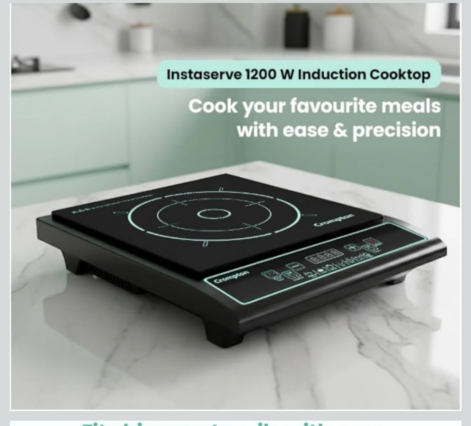Image of Crompton 1200 W Induction Cooktop Push Button