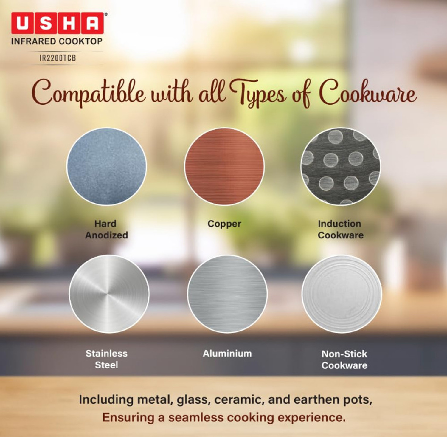 Image of USHA 2200 W Infrared Cooktop Touch Panel
