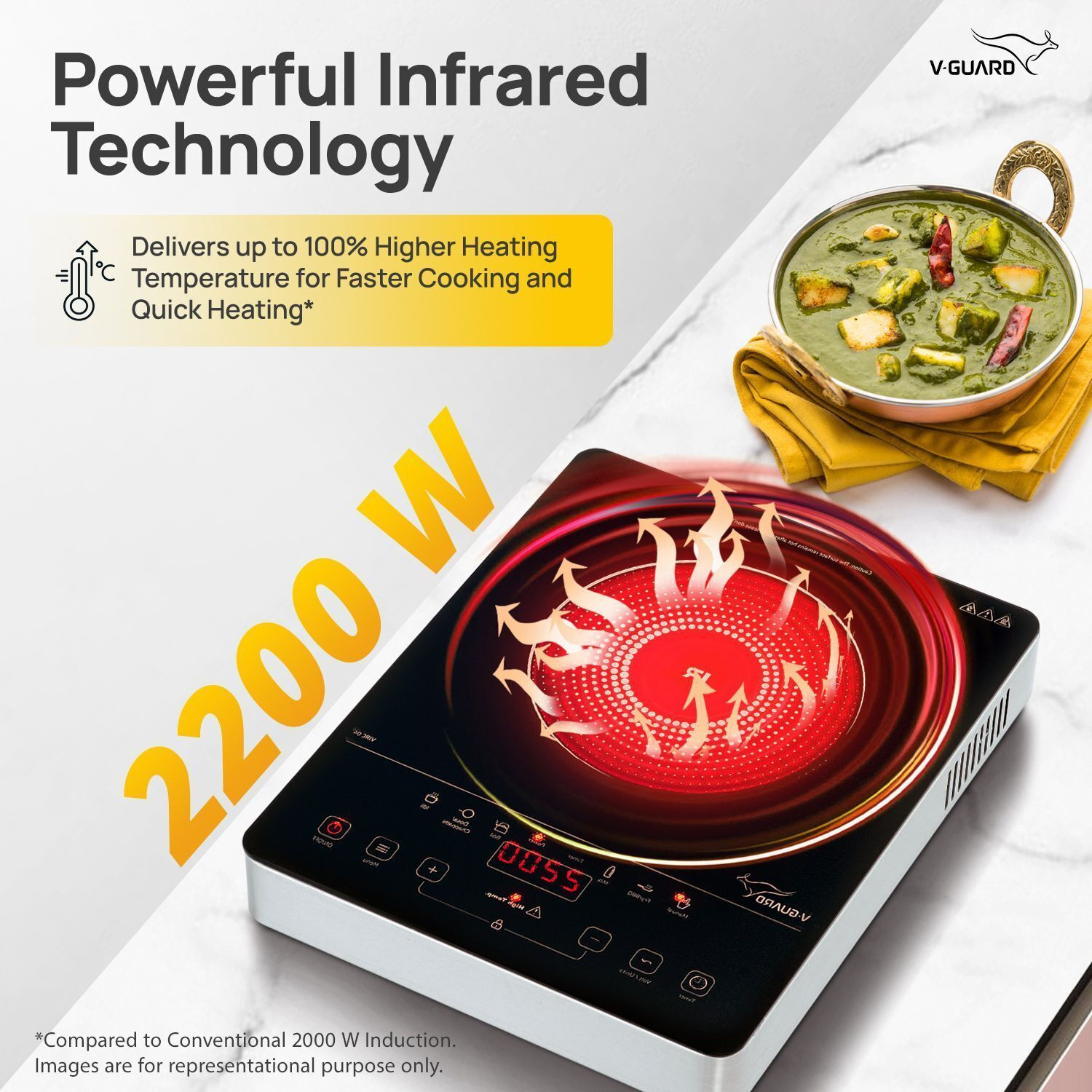 Image of V-Guard 2200 W Infrared Cooktop Touch Panel