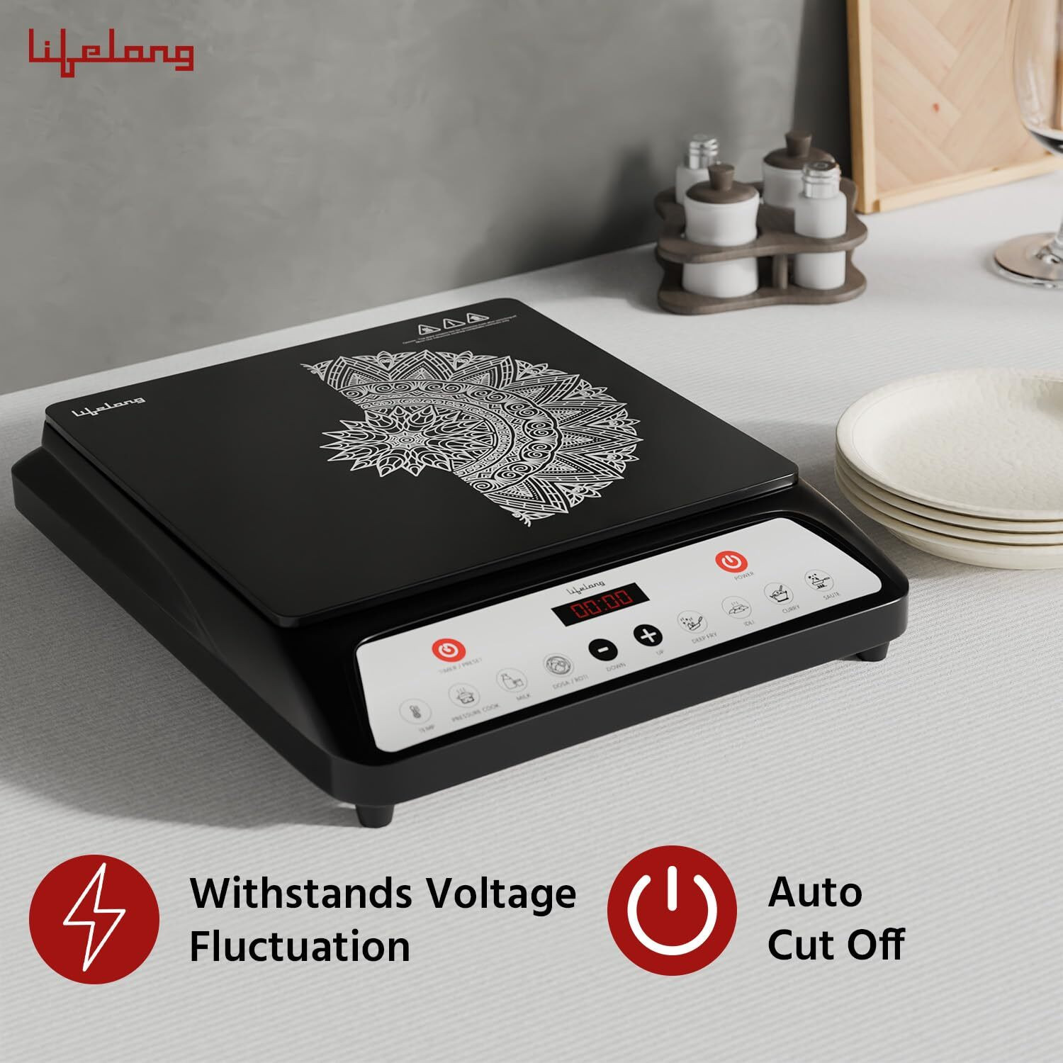 Image of Lifelong 1800 W Induction Cooktop Push Button