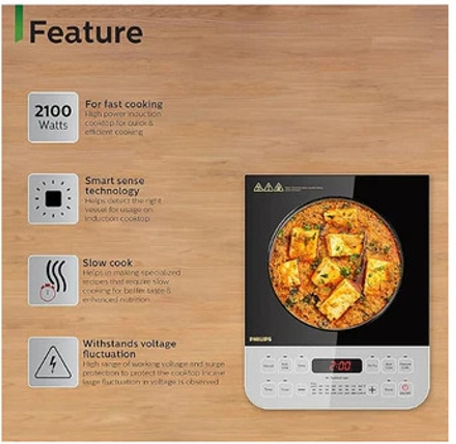 Image of PHILIPS 2100 W Induction Cooktop Push Button